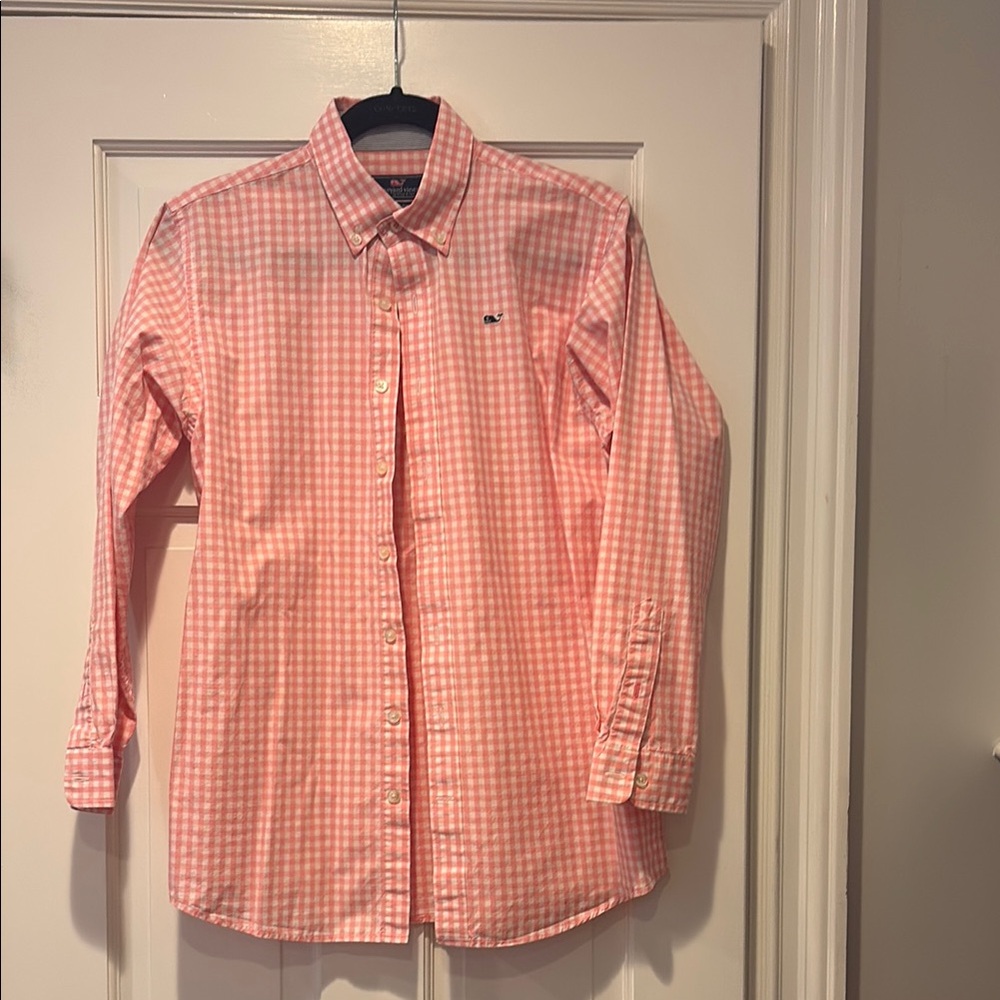 Vineyard Vines Pink and White Gingham Button Down Shirt